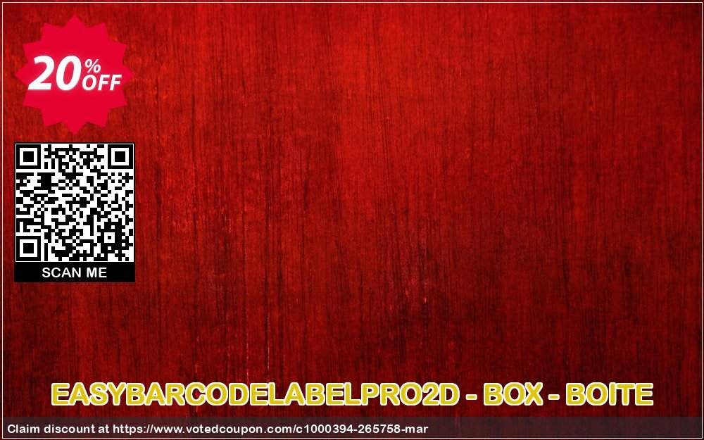 EASYBARCODELABELPRO2D - BOX - BOITE Coupon, discount EASYBARCODELABELPRO2D - BOX - BOITE awesome deals code 2025. Promotion: awesome deals code of EASYBARCODELABELPRO2D - BOX - BOITE 2024