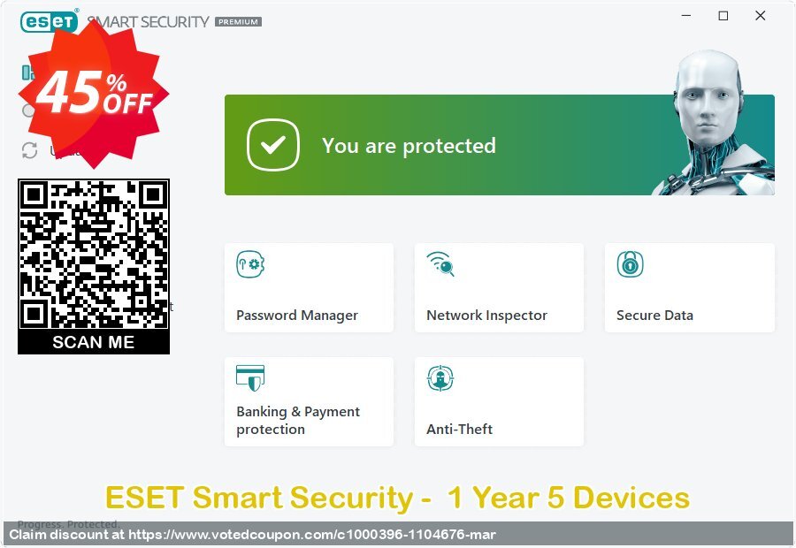 ESET Smart Security -  Yearly 5 Devices Coupon Code May 2024, 45% OFF - VotedCoupon