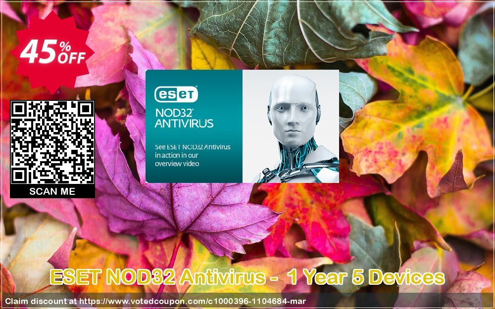 ESET NOD32 Antivirus -  Yearly 5 Devices Coupon Code May 2024, 45% OFF - VotedCoupon