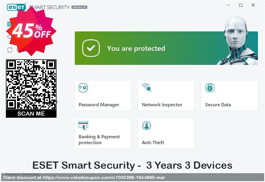 ESET Smart Security -  3 Years 3 Devices Coupon Code Jun 2024, 45% OFF - VotedCoupon