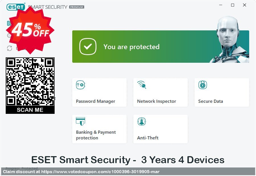 ESET Smart Security -  3 Years 4 Devices Coupon, discount ESET Smart Security - Nouvelle licence 3 ans pour 4 ordinateurs marvelous discounts code 2024. Promotion: marvelous discounts code of ESET Smart Security - Nouvelle licence 3 ans pour 4 ordinateurs 2024