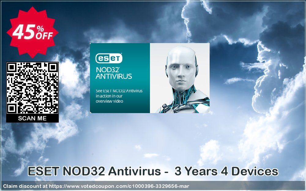 ESET NOD32 Antivirus -  3 Years 4 Devices Coupon, discount NOD32 Antivirus - Nouvelle licence 3 ans pour 4 ordinateurs exclusive promotions code 2024. Promotion: exclusive promotions code of NOD32 Antivirus - Nouvelle licence 3 ans pour 4 ordinateurs 2024