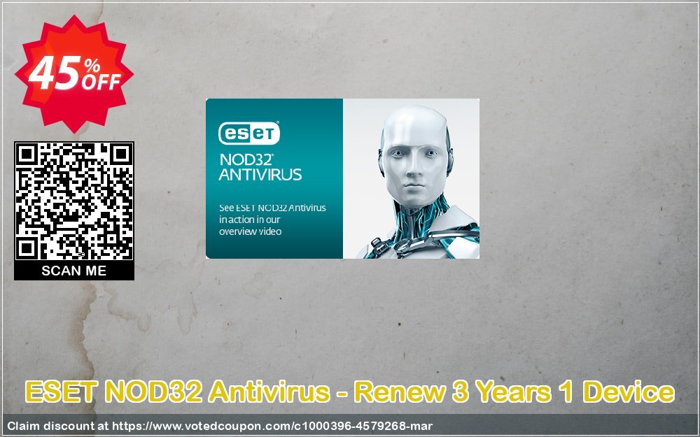 ESET NOD32 Antivirus - Renew 3 Years 1 Device Coupon, discount NOD32 Antivirus - Réabonnement 3 ans pour 1 ordinateur special promotions code 2024. Promotion: special promotions code of NOD32 Antivirus - Réabonnement 3 ans pour 1 ordinateur 2024