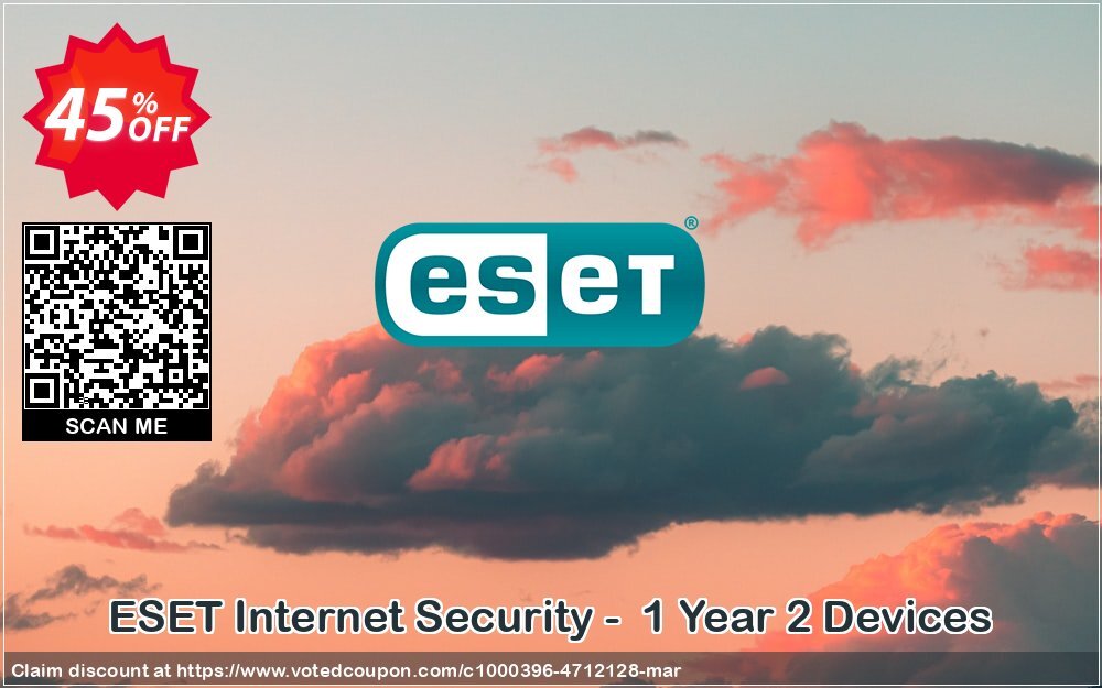 ESET Internet Security -  Yearly 2 Devices Coupon Code Apr 2024, 45% OFF - VotedCoupon