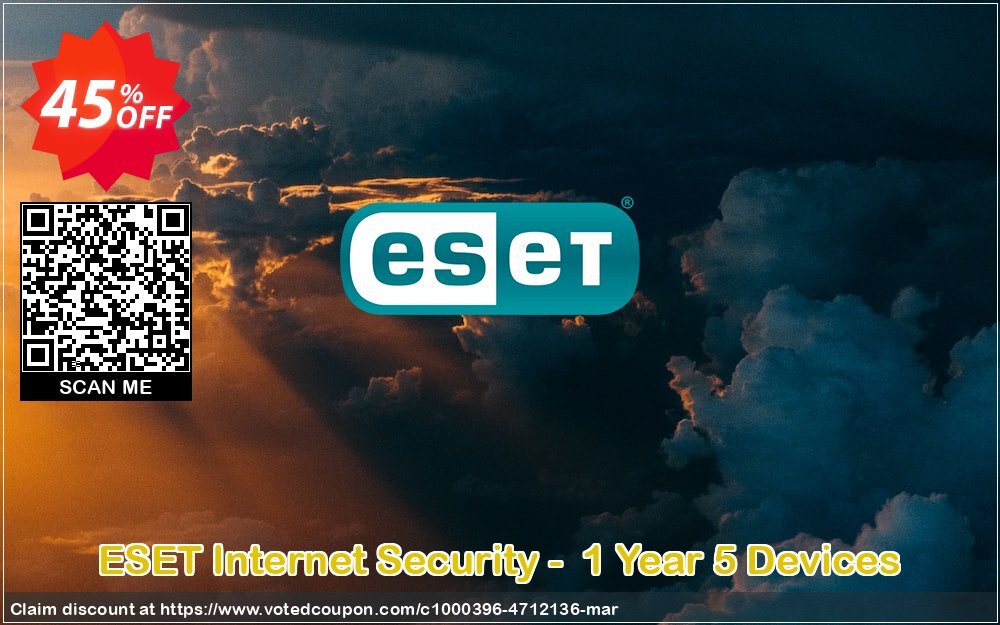 ESET Internet Security -  Yearly 5 Devices Coupon Code Apr 2024, 45% OFF - VotedCoupon