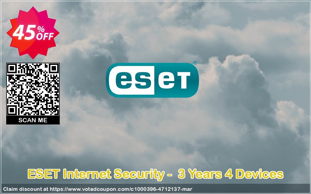 ESET Internet Security -  3 Years 4 Devices Coupon, discount ESET Internet Security - Abonnement 3 ans pour 4 ordinateurs big deals code 2024. Promotion: big deals code of ESET Internet Security - Abonnement 3 ans pour 4 ordinateurs 2024