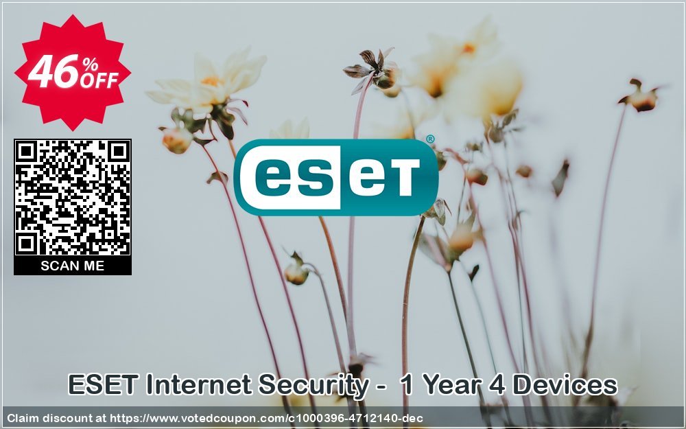 ESET Internet Security -  Yearly 4 Devices Coupon, discount ESET Internet Security - Abonnement 1 an pour 4 ordinateurs exclusive promo code 2024. Promotion: exclusive promo code of ESET Internet Security - Abonnement 1 an pour 4 ordinateurs 2024