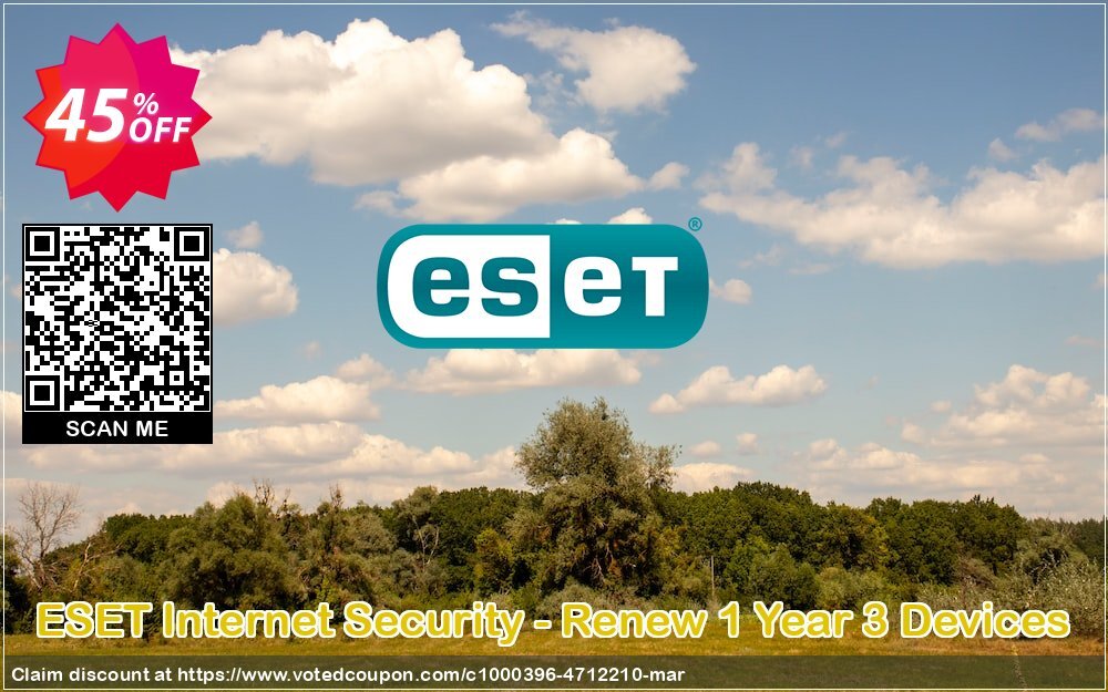 ESET Internet Security - Renew Yearly 3 Devices Coupon Code Jun 2024, 45% OFF - VotedCoupon