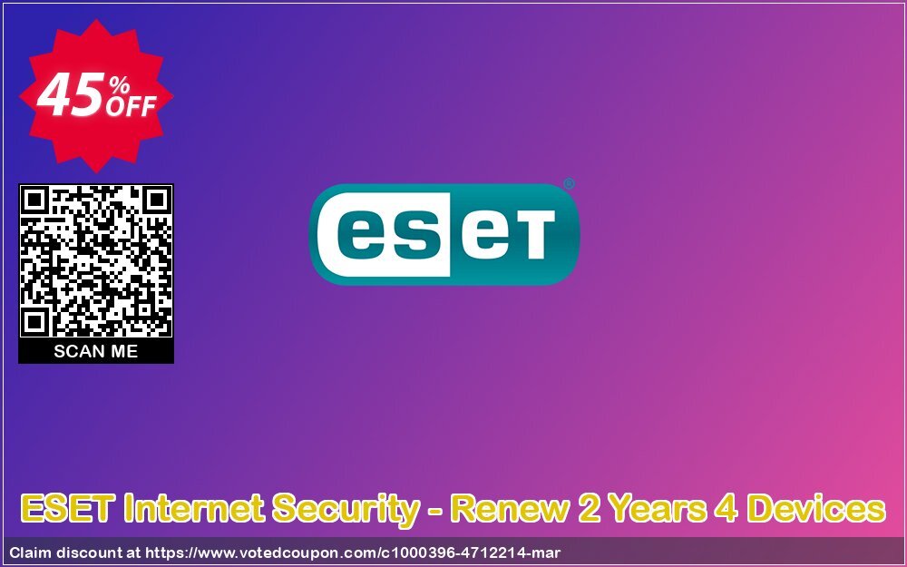 ESET Internet Security - Renew 2 Years 4 Devices Coupon, discount ESET Internet Security - Reabonnement 2 ans pour 4 ordinateurs staggering deals code 2024. Promotion: staggering deals code of ESET Internet Security - Reabonnement 2 ans pour 4 ordinateurs 2024