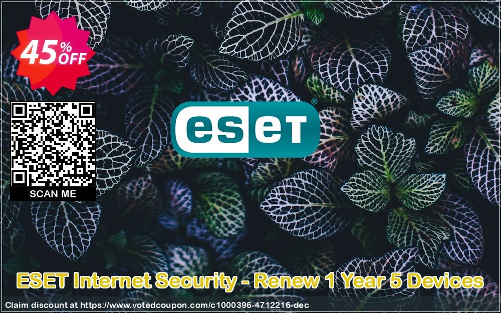 ESET Internet Security - Renew Yearly 5 Devices Coupon Code May 2024, 45% OFF - VotedCoupon