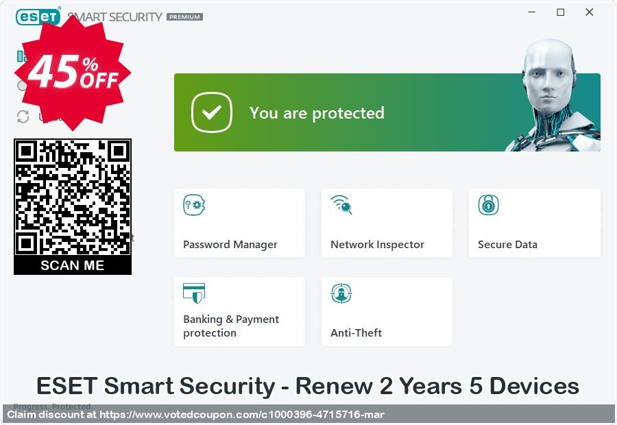 ESET Smart Security - Renew 2 Years 5 Devices Coupon Code May 2024, 45% OFF - VotedCoupon