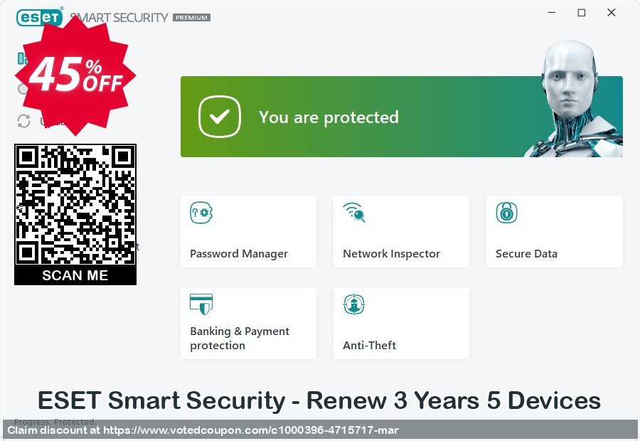 ESET Smart Security - Renew 3 Years 5 Devices Coupon, discount ESET Smart Security - Réabonnement 3 ans pour 5 ordinateurs excellent promo code 2024. Promotion: excellent promo code of ESET Smart Security - Réabonnement 3 ans pour 5 ordinateurs 2024