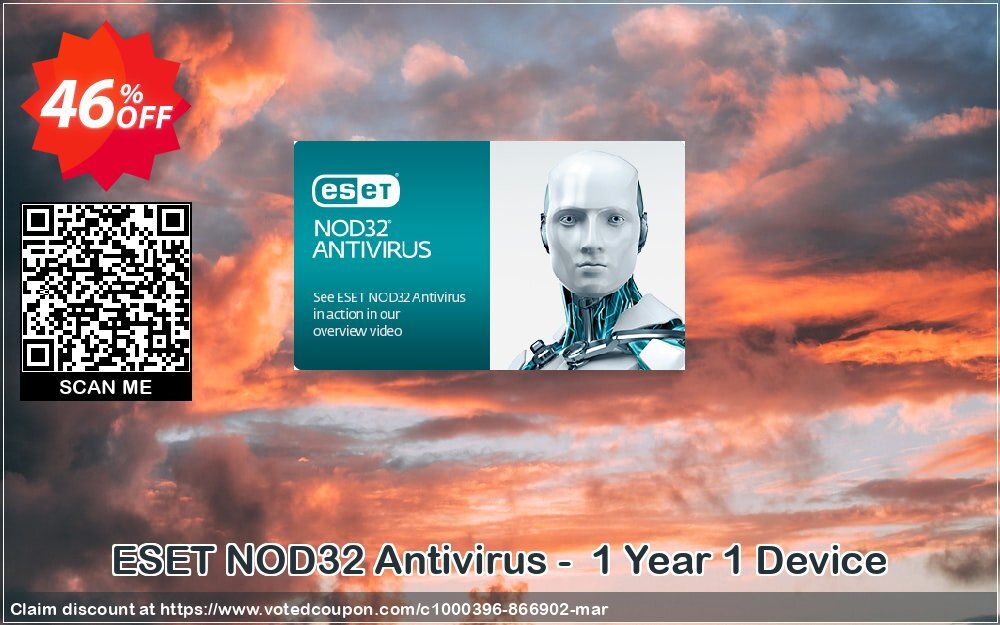 ESET NOD32 Antivirus -  Yearly 1 Device Coupon Code Apr 2024, 46% OFF - VotedCoupon