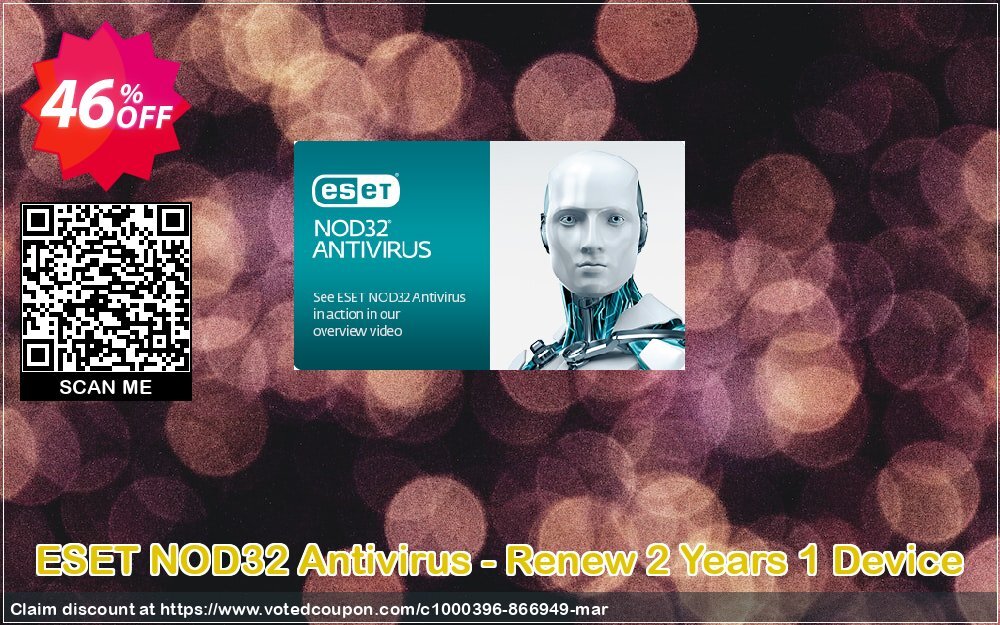 ESET NOD32 Antivirus - Renew 2 Years 1 Device Coupon, discount NOD32 Antivirus - Réabonnement 2 ans pour 1 ordinateur super promo code 2024. Promotion: super promo code of NOD32 Antivirus - Réabonnement 2 ans pour 1 ordinateur 2024