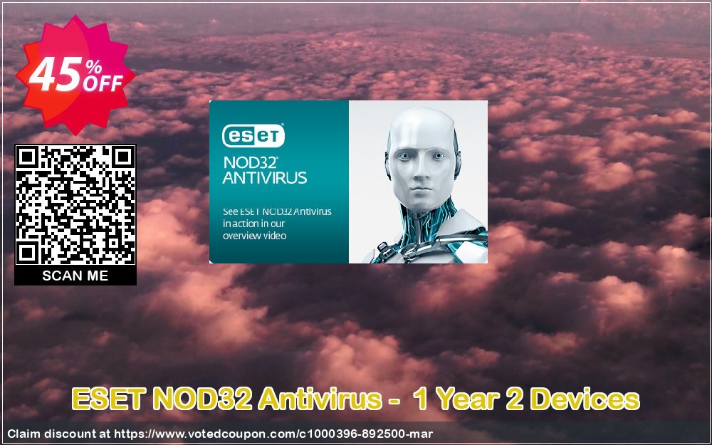 ESET NOD32 Antivirus -  Yearly 2 Devices Coupon Code Mar 2024, 45% OFF - VotedCoupon