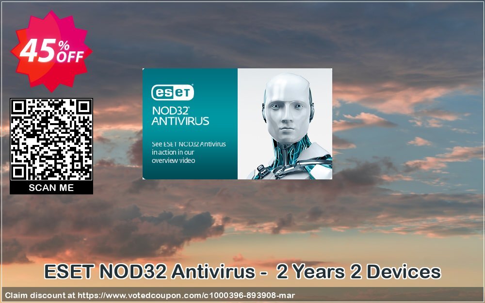 ESET NOD32 Antivirus -  2 Years 2 Devices Coupon Code May 2024, 45% OFF - VotedCoupon