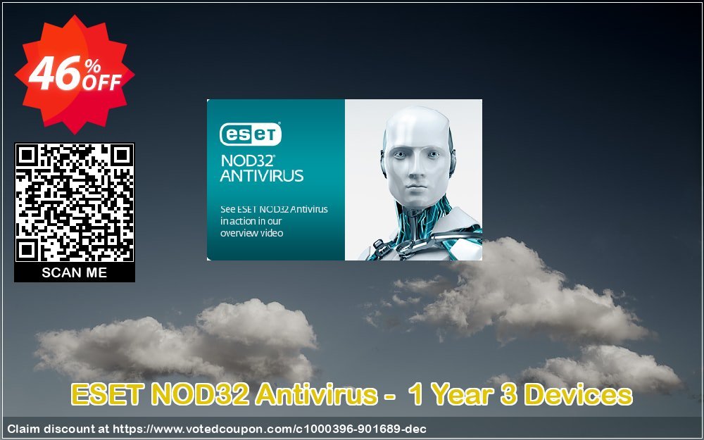 ESET NOD32 Antivirus -  Yearly 3 Devices Coupon, discount NOD32 Antivirus - Nouvelle licence 1 an pour 3 ordinateurs staggering discount code 2024. Promotion: staggering discount code of NOD32 Antivirus - Nouvelle licence 1 an pour 3 ordinateurs 2024
