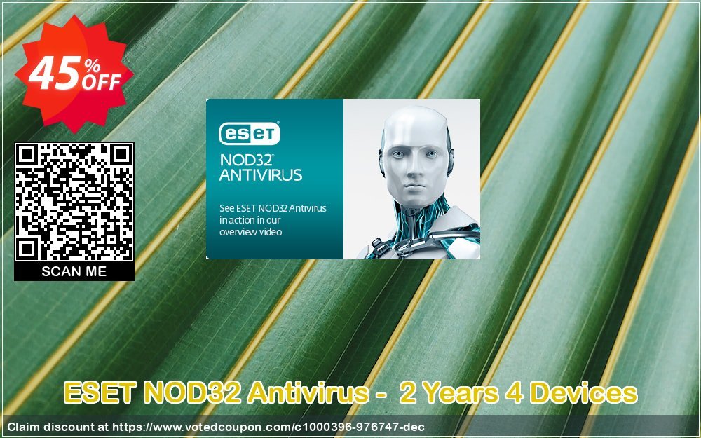 ESET NOD32 Antivirus -  2 Years 4 Devices Coupon Code Mar 2024, 45% OFF - VotedCoupon