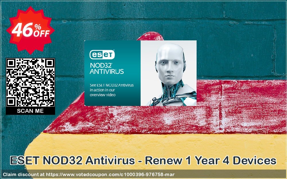 ESET NOD32 Antivirus - Renew Yearly 4 Devices Coupon, discount NOD32 Antivirus - Réabonnement 1 an pour 4 ordinateurs wonderful promo code 2024. Promotion: wonderful promo code of NOD32 Antivirus - Réabonnement 1 an pour 4 ordinateurs 2024