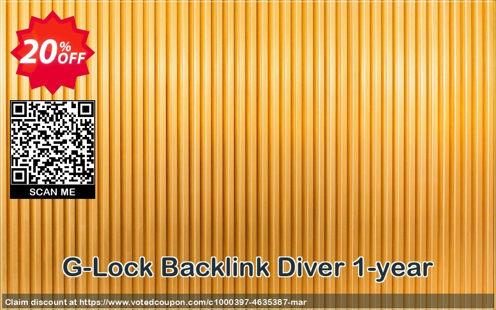 G-Lock Backlink Diver 1-year Coupon, discount G-Lock Backlink Diver One Year License hottest promotions code 2024. Promotion: hottest promotions code of G-Lock Backlink Diver One Year License 2024