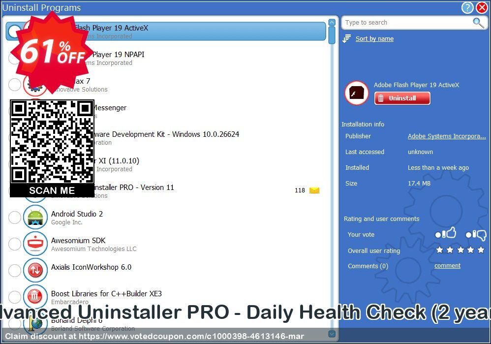 Advanced Uninstaller PRO - Daily Health Check, 2 years  Coupon Code May 2024, 61% OFF - VotedCoupon