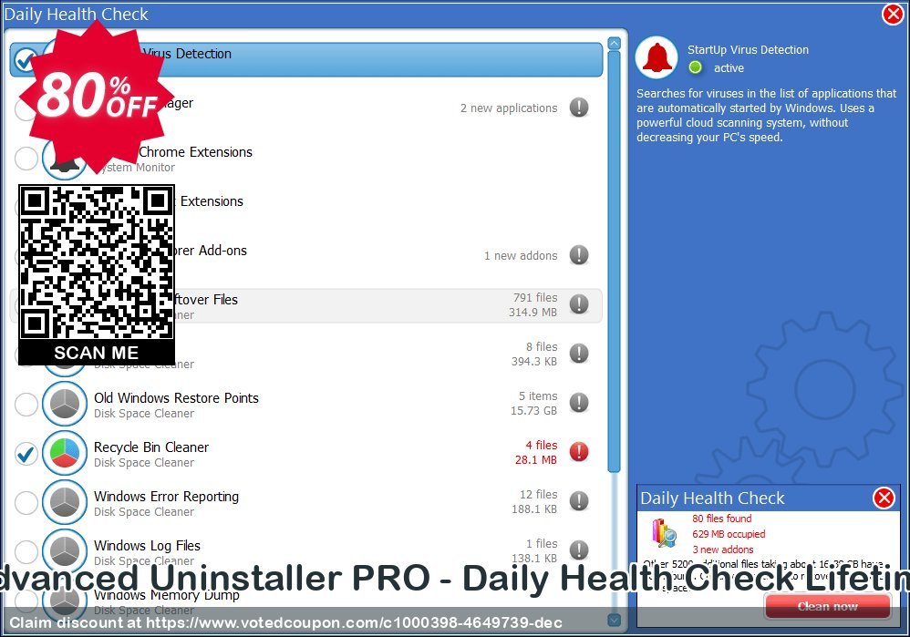 Advanced Uninstaller PRO - Daily Health Check Lifetime Coupon, discount Website 80%. Promotion: hottest deals code of Daily Health Check - lifetime subscription 2024