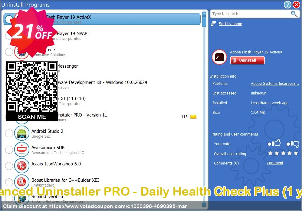 Advanced Uninstaller PRO - Daily Health Check Plus, Yearly  Coupon Code Apr 2024, 21% OFF - VotedCoupon