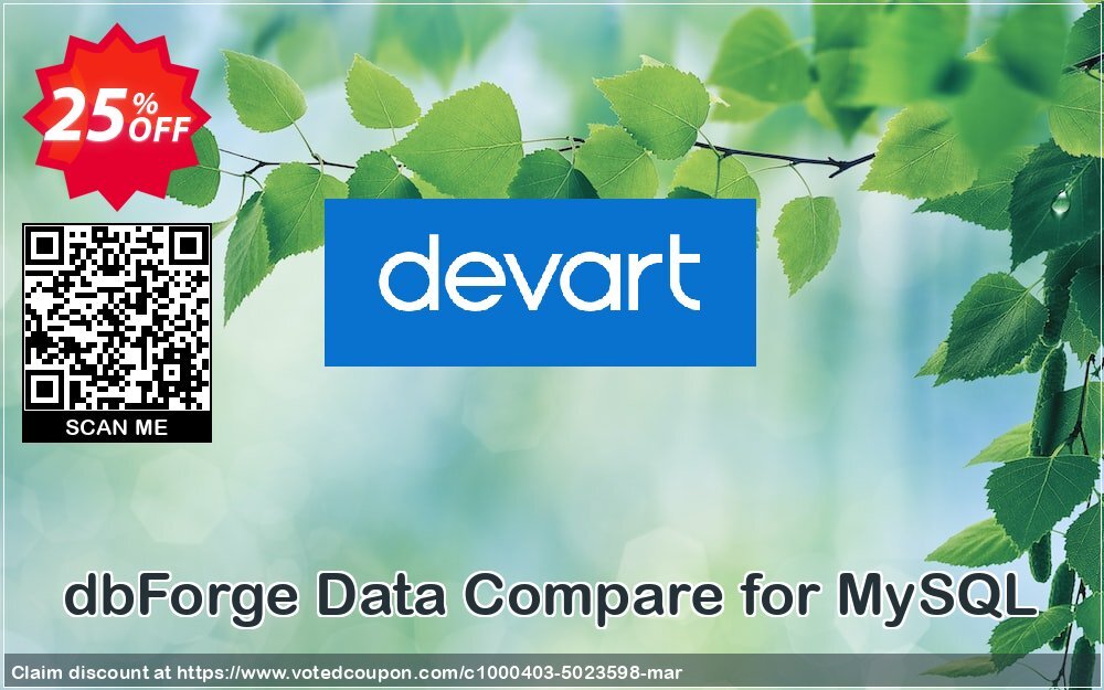 dbForge Data Compare for MySQL Coupon, discount dbForge Data Compare for MySQL Formidable discounts code 2024. Promotion: awful promo code of dbForge Data Compare for MySQL 2024