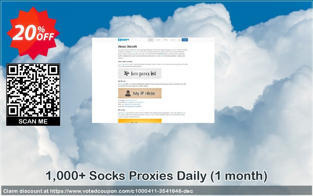 1,000+ Socks Proxies Daily, Monthly  Coupon, discount 1,000+ Socks Proxies Daily (1 month) special deals code 2023. Promotion: special deals code of 1,000+ Socks Proxies Daily (1 month) 2023