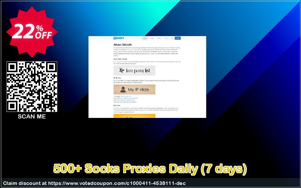 500+ Socks Proxies Daily, 7 days  Coupon, discount 500+ Socks Proxies Daily (7 days) excellent offer code 2023. Promotion: excellent offer code of 500+ Socks Proxies Daily (7 days) 2023