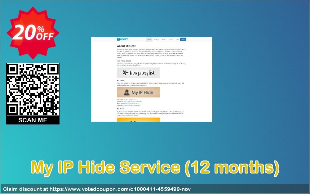 My IP Hide Service, 12 months  Coupon, discount My IP Hide Service (12 months) fearsome discounts code 2023. Promotion: fearsome discounts code of My IP Hide Service (12 months) 2023