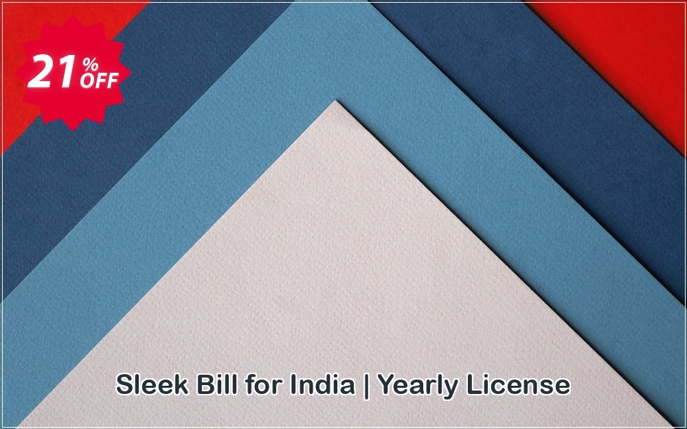 Sleek Bill for India | Yearly Plan Coupon, discount Sleek Bill for India | Yearly License exclusive promotions code 2025. Promotion: exclusive promotions code of Sleek Bill for India | Yearly License 2024