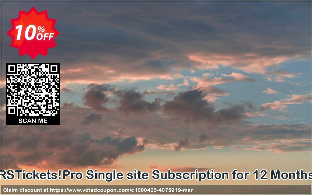 RSTickets!Pro Single site Subscription for 12 Months Coupon, discount RSTickets!Pro Single site Subscription for 12 Months staggering promotions code 2024. Promotion: staggering promotions code of RSTickets!Pro Single site Subscription for 12 Months 2024