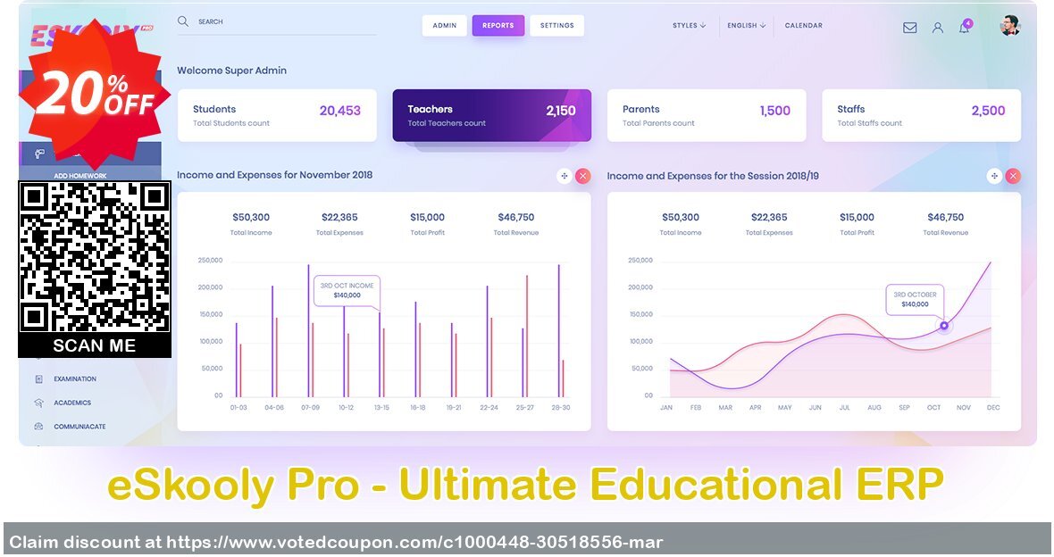 eSkooly Pro - Ultimate Educational ERP Coupon Code May 2024, 20% OFF - VotedCoupon