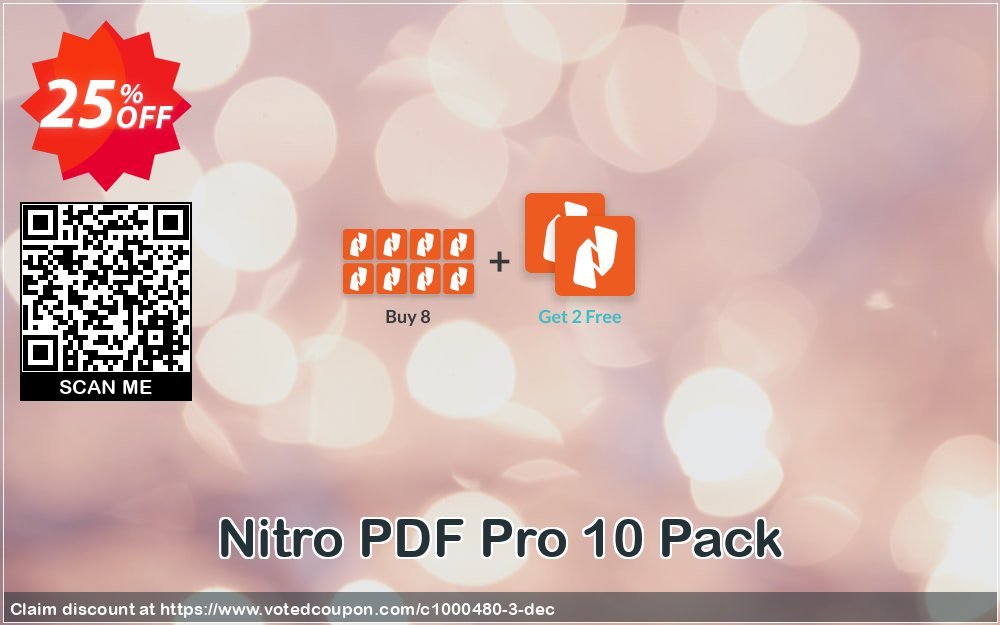 Nitro PDF Pro 10 Pack Coupon, discount Early bird campaign Discount: 25%. Promotion: Stunning discount code of Nitro PDF Pro 10 Pack, tested & approved