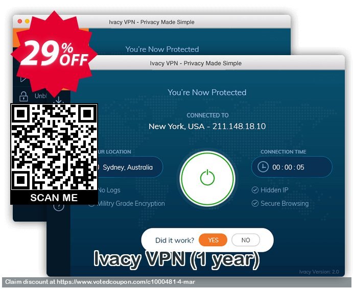 Ivacy VPN, Yearly  Coupon Code May 2024, 29% OFF - VotedCoupon