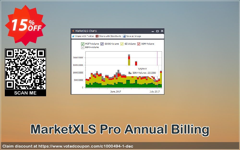 MarketXLS Pro Annual Billing Coupon, discount 15% OFF MarketXLS Pro Annual Billing, verified. Promotion: Super discount code of MarketXLS Pro Annual Billing, tested & approved