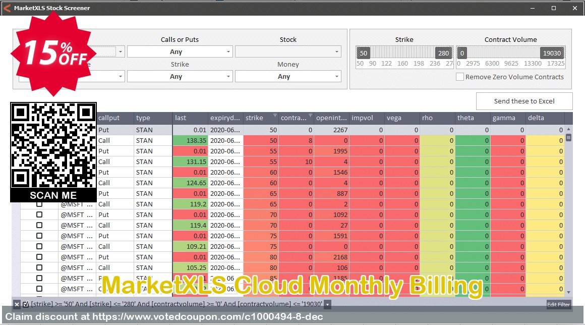 MarketXLS Cloud Monthly Billing Coupon, discount 15% OFF MarketXLS Cloud Monthly Billing, verified. Promotion: Super discount code of MarketXLS Cloud Monthly Billing, tested & approved
