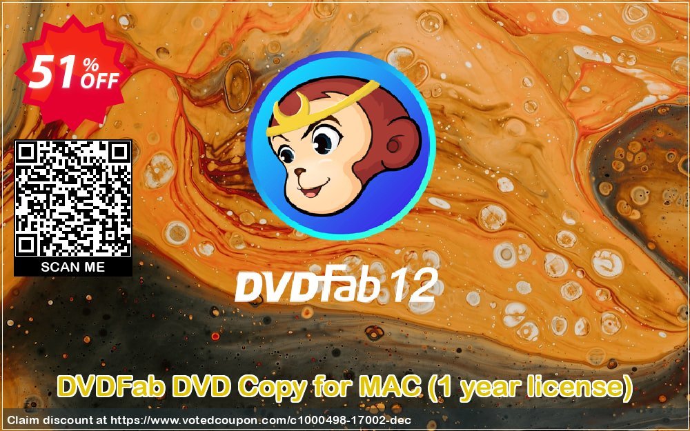 DVDFab DVD Copy for MAC, Yearly Plan  Coupon, discount 50% OFF DVDFab DVD Copy for MAC (1 year license), verified. Promotion: Special sales code of DVDFab DVD Copy for MAC (1 year license), tested & approved