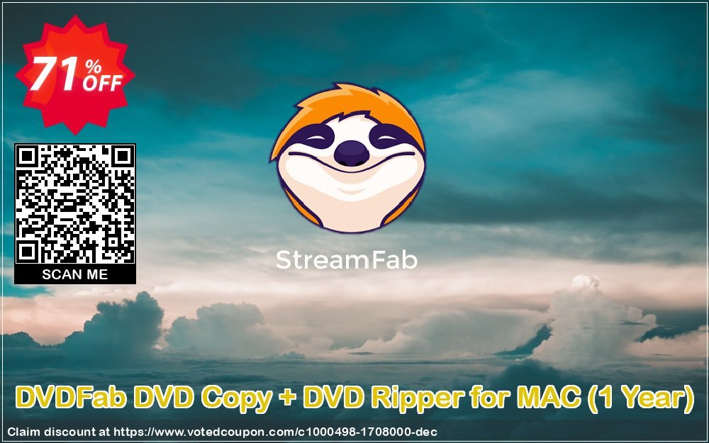 DVDFab DVD Copy + DVD Ripper for MAC, Yearly  Coupon, discount 35% OFF DVDFab DVD Copy + DVD Ripper for MAC (1 Year), verified. Promotion: Special sales code of DVDFab DVD Copy + DVD Ripper for MAC (1 Year), tested & approved