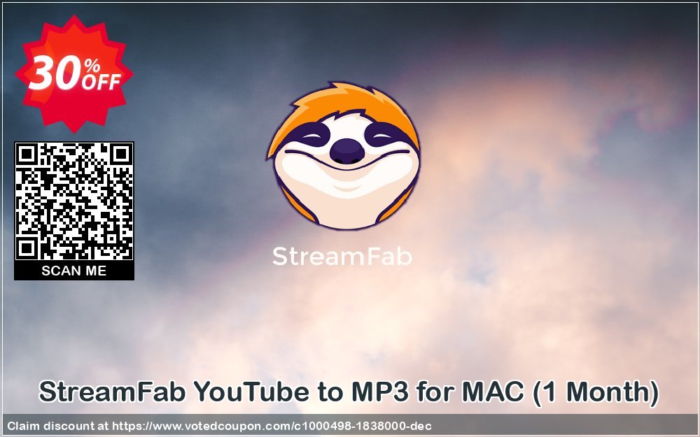 StreamFab YouTube to MP3 for MAC, Monthly  Coupon, discount 30% OFF StreamFab YouTube to MP3 (1 Month License), verified. Promotion: Special sales code of StreamFab YouTube to MP3 (1 Month License), tested & approved