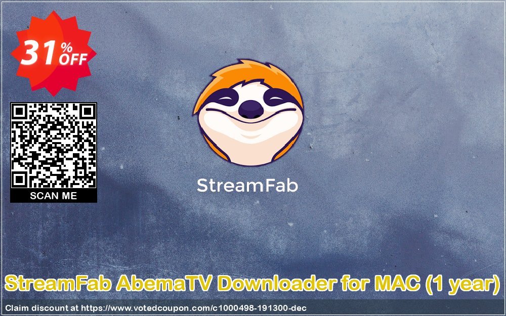 StreamFab AbemaTV Downloader for MAC, Yearly  Coupon, discount 30% OFF StreamFab AbemaTV Downloader for MAC (1 year), verified. Promotion: Special sales code of StreamFab AbemaTV Downloader for MAC (1 year), tested & approved