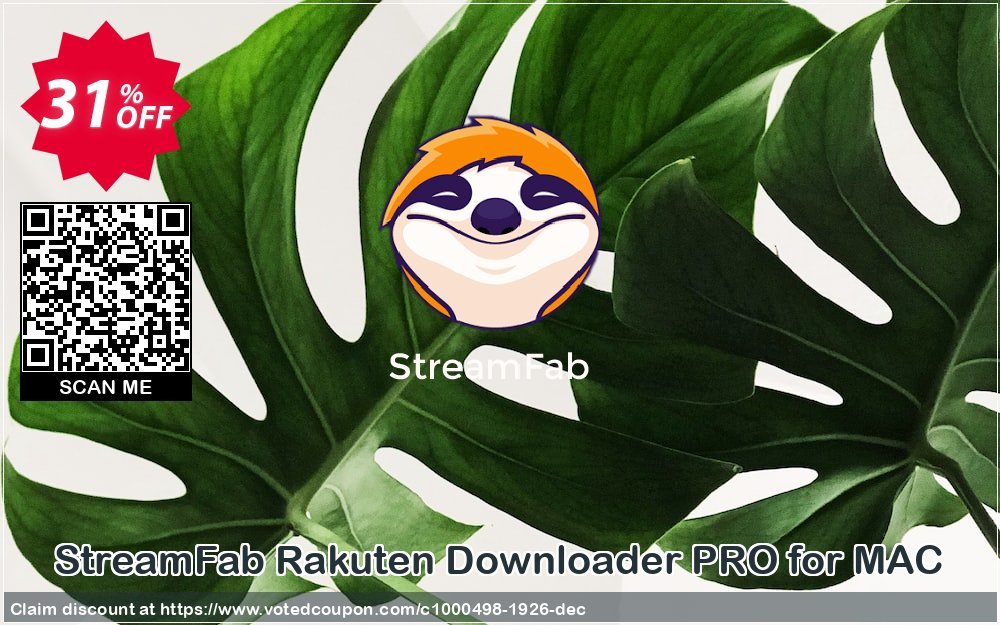 StreamFab Rakuten Downloader PRO for MAC Coupon, discount 31% OFF StreamFab Rakuten Downloader PRO for MAC, verified. Promotion: Special sales code of StreamFab Rakuten Downloader PRO for MAC, tested & approved