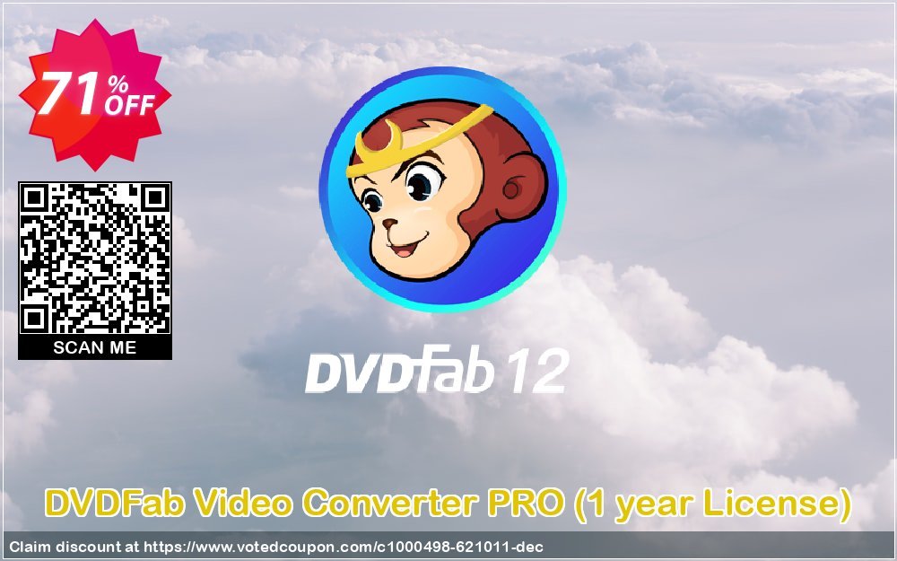 DVDFab Video Converter PRO, Yearly Plan  Coupon, discount 71% OFF DVDFab Video Converter PRO (1 year License), verified. Promotion: Special sales code of DVDFab Video Converter PRO (1 year License), tested & approved