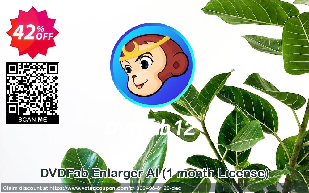 DVDFab Enlarger AI, Monthly Plan  Coupon, discount 50% OFF DVDFab Enlarger AI (1 month License), verified. Promotion: Special sales code of DVDFab Enlarger AI (1 month License), tested & approved