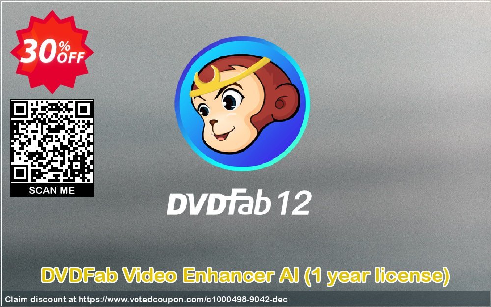 DVDFab Video Enhancer AI, Yearly Plan  Coupon, discount 30% OFF DVDFab Video Enhancer AI (1 year), verified. Promotion: Special sales code of DVDFab Video Enhancer AI (1 year), tested & approved