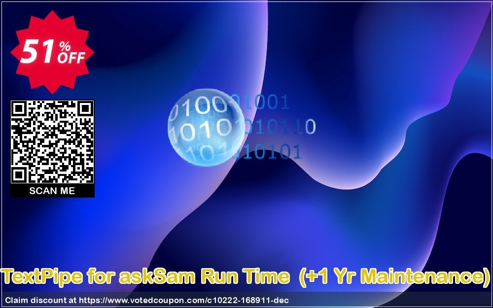 TextPipe for askSam Run Time , +1 Yr Maintenance  Coupon, discount Coupon code TextPipe for askSam Run Time  (+1 Yr Maintenance). Promotion: TextPipe for askSam Run Time  (+1 Yr Maintenance) offer from DataMystic