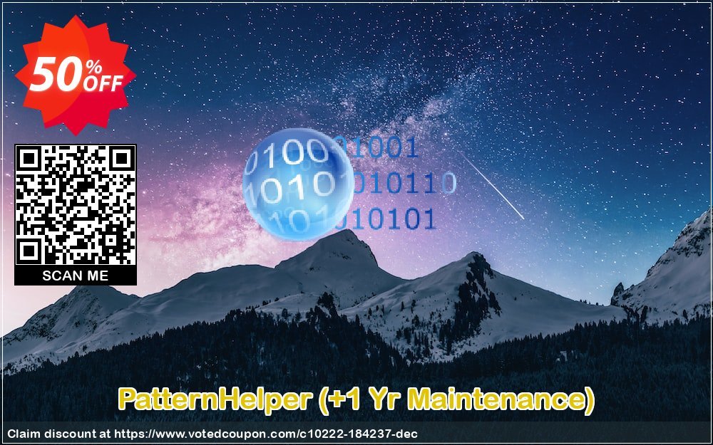 PatternHelper, +1 Yr Maintenance  Coupon, discount Coupon code PatternHelper (+1 Yr Maintenance). Promotion: PatternHelper (+1 Yr Maintenance) offer from DataMystic