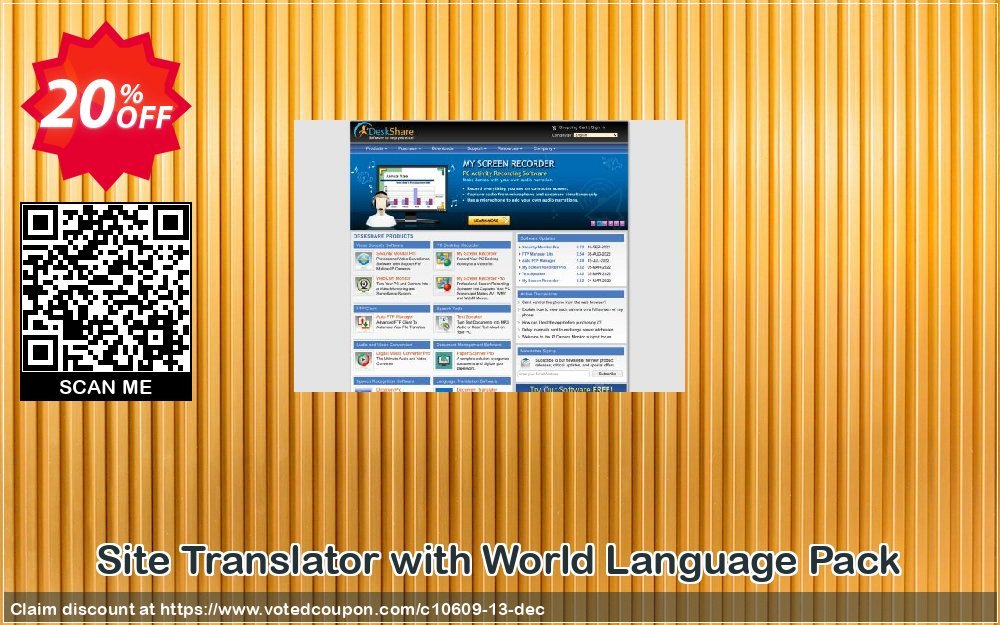 Site Translator with World Language Pack Coupon, discount DeskShare Coupon (10609). Promotion: Coupon for DeskShare
