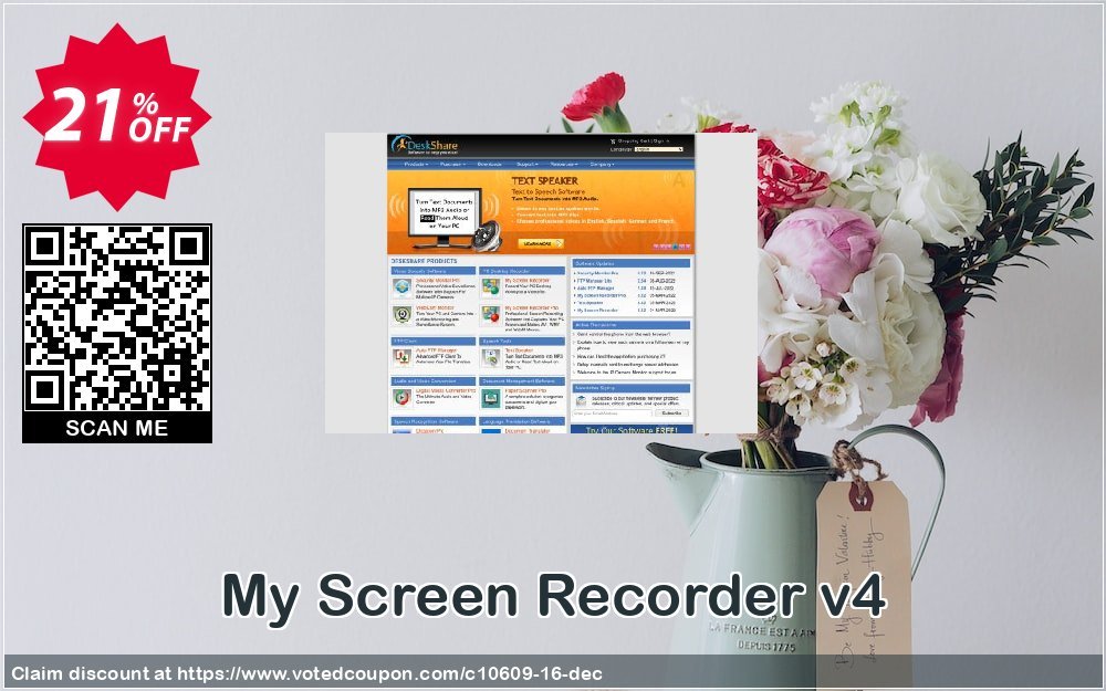 My Screen Recorder v4 Coupon, discount DeskShare Coupon (10609). Promotion: Coupon for DeskShare